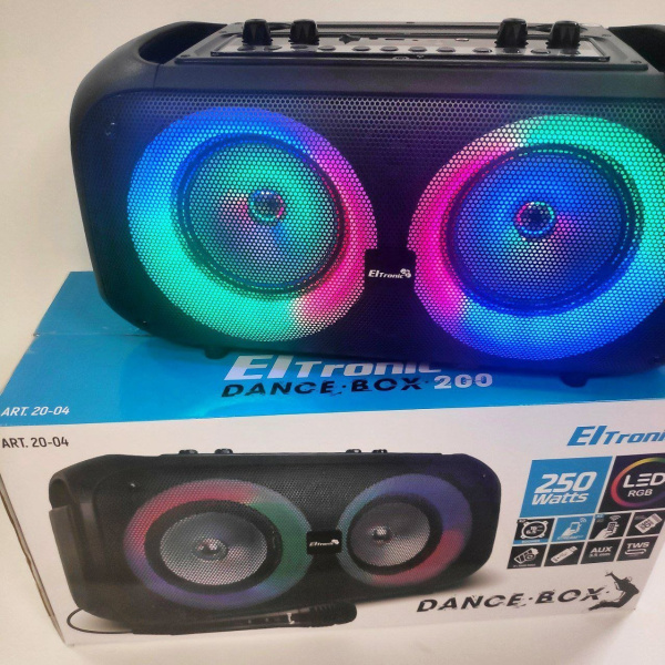 Беспроводная портативная bluetooth колонка Eltronic DANCE BOX 200 арт. 20-04 с проводным микрофоном,